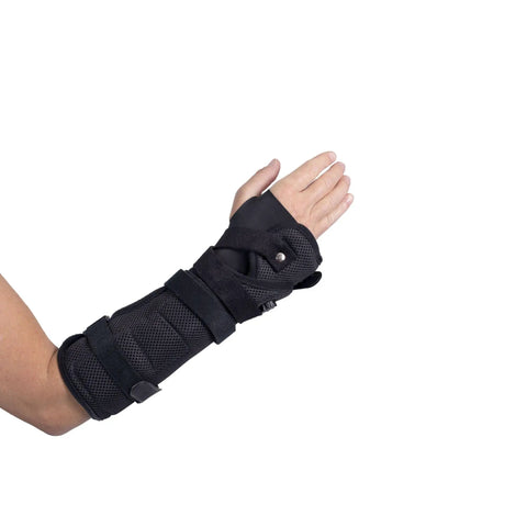 Ambidextrous Wrist Brace With Adjustable Malleable Aluminum Cuffs For Wrist Forearm And Arm Support Relieves Carpal Tunnel Tendonitis Pain All Day Comfort Universal Left Or Right Fit shown on arm
