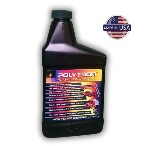 Polytron Ultra Performance Metal Treatment Concentrate Oil Additive MTC Half Quart Bottle for engines, label details visible.