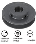 V Belt Sheave 7/8 Inch Bore, 3.45 Inch OD, Single Groove Web Sheave, Cast Iron, Bored-To-Size Pulley, Shaft Mount, Fits 4L Or A Belts, Durable Wear-Resistant Power Transmission Component on white background