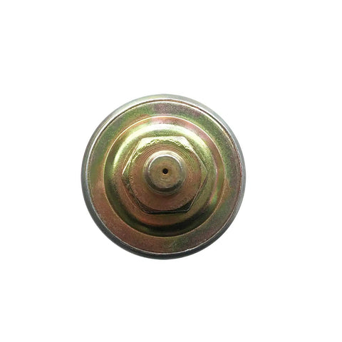 Top view of a two pin oil pressure sensor for race cars, measuring engine oil pressure up to 150 psi.