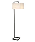 68 Inch Tall Floor Lamp With Linen Fabric Shade In Polished Nickel Finish, geometric square shade and hand-painted metallic base