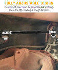 Heavy Duty Transfer Case Shift Linkage For 2003 Dodge Ram 2500 NV271 47RE Transmission, 6061T6 Aluminum With Nylon PTFE Bushings For Smooth Quiet Shifting And Long Lasting Performance installed under truck