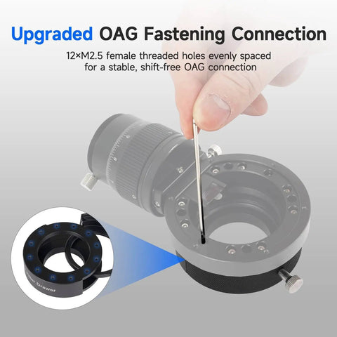Deep Sky Imaging Kit With Off-Axis Guider For Astronomy APS-C Cooled Camera close-up of upgraded OAG fastening connection