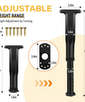 Eight Piece Adjustable Bed Frame Support Legs Twist Base From 7.8 To 14.6 Inches With Mounting Screws, showcasing height adjustments and dimensions.