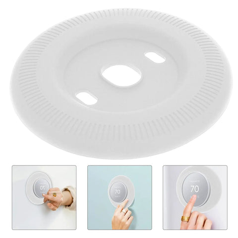 Silicone Backplate Wall Mount For WiFi Thermostats, Fingerprint Resistant Finish, demonstrating installation and soft touch material