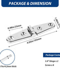 Heavy Duty Flat And Strap Hinge, Symmetrical Marine Grade 316 Stainless Steel For Boat Hatches, Toolboxes, Doors And Gates, 4x1 Inch, 2 Pack, Corrosion Resistant And Saltwater Safe, Rugged Marine Hardware.