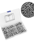 Open box of Steel Grease Zerk Nipple Fitting Set 115 Pieces Metric Hydraulic Zerk Fittings Kit for Automotive and Industrial Use Durable Carbon Steel Assortment Ideal For Quick Installation And Reliable Leak Free Performance In Automotive And Industrial Equipment showing compartments filled with fittings.