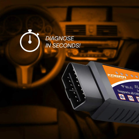 Wireless OBD2 Scanner With WiFi Car Code Reader Clears Check Engine Light And Diagnoses Over 3000 Codes in car interior view