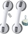 2 Pack 12 Inch Shower Grab Bars With Strong Suction Cups, Non Slip Bath Safety Handles For Bathtubs And Showers with loofah