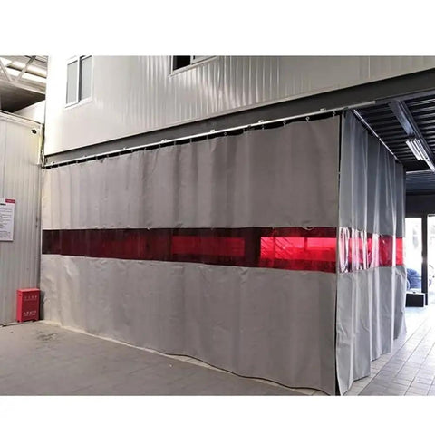 Heavy Duty Silicone Coated Welding Curtain With Clear Viewing Window And Flame Retardant Heat Shield Up To One Thousand F For Pro Welders Made Tough As Nails With Zero Fiberglass Mess In Clean Gray Six By Eight Feet Coverage