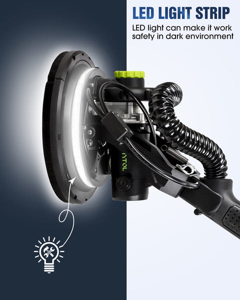 Powerful 7.2 Amp Drywall Sander With Vacuum Dust Collection LED Light 6 Speed Digital Display LED strip detail