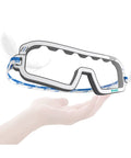 Kicker Ultra Breezy Seven Gram Junior Safety Specs With Knockout Anti Fog Shields held in hand, lightweight, designed for kids.