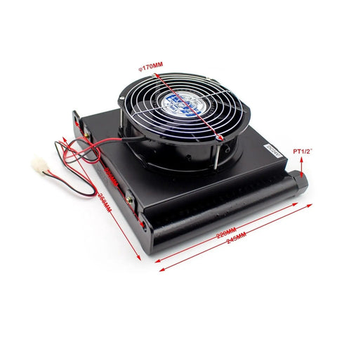 Top view of 25 Liters Per Minute Hydraulic Oil Cooler With Aluminum Alloy Radiator And Heat Exchanger, 1.35 KW Cooling Capacity, 3 MPa Working Pressure, DC 24V