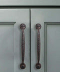 10 Pack 8 Inch Hole Center Rustic Iron Cabinet Pulls With Hammered Antique Finish on cabinet doors