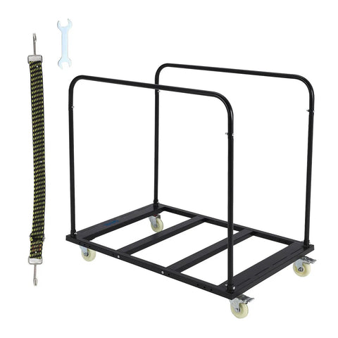 Heavy Duty Panel Cart Dolly With 1500 Lbs Capacity, 36 Inch By 24 Inch Deck, 5 In Swivel Casters, 10 Table Capacity, with strap and wrench