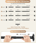 Diagram of Matte Black Extra Long Tension Shower Curtain Rod 30 To 122 Inches 1.1 Inch Diameter with adjustable sections