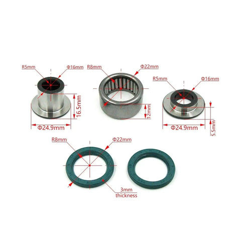 Top Notch Rear Shock Lower Needle Roller Bearing Oil Seal Kit Upgrade Your Ride To Crush Gnarly Trails With Ease On Kx250f Kx450f Klx450r Motorcycles Today Right Now While Keeping Things Clean Dry And Sealed Tight Perfectly. 24.9mm bearing and 3mm seal