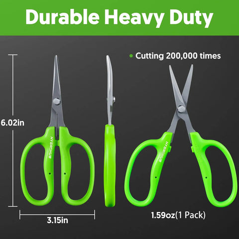 Pro Grade Garden Snips 6 Inch Pruning Shears With Non Stick Coated Steel Blades Curved For Precision Trimming In Tight Spaces