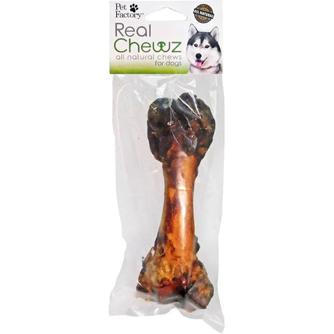 Real Chewz Pork Femur Bone Dog Chew 6 To 8 Inches Oven Baked Single Ingredient All Natural in packaging
