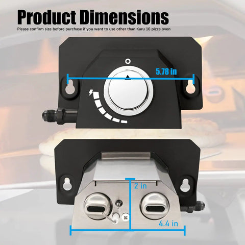 Propane Gas Burner Conversion Kit For Karu 16 And Karu 2 Pro Pizza Ovens 28Mbar 3Ft Hose And Valve dimensions view