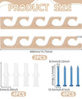Dimensions and components of the Horizontal Fishing Rod Holders Two Pack For Garage Or Ceiling Mounts In Antique White Bamboo Construction.
