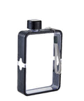 Flat Square Water Bottle For On The Go Hydration, Leak Proof And Drop Proof, black, transparent, pocket and purse friendly.