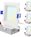 4 Inch Ultra Thin Square LED Recessed Lights Pack Of 4, 12W Dimmable Downlights With 5CCT Color Selectable display