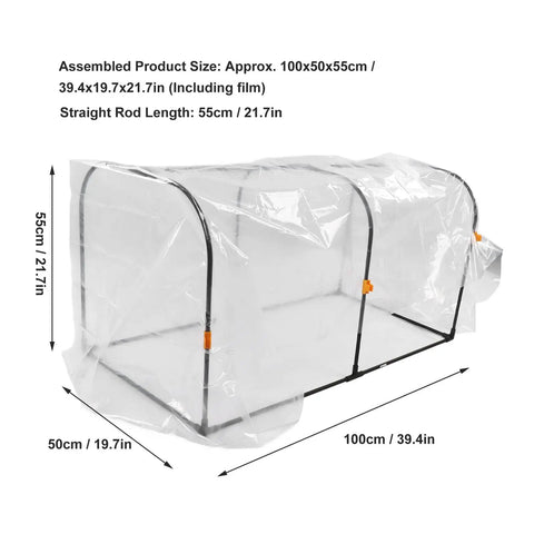 Indoor Greenhouse Set With Clear Plastic Film Brackets And Hoop Frame For Frost Protection No Fuss Setup Mini Greenhouse Cover Easy Garden Plant Shelter 100x50x55 Cm