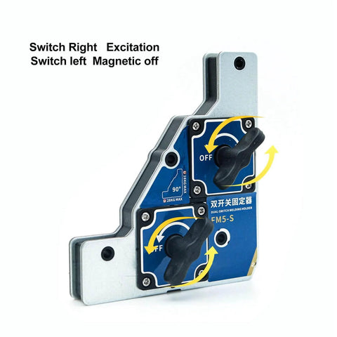 Heavy Duty Magnetic Welding Clamp With 90 Degree Fixture For Steel Plates, 112 Lbs Strong Magnet, Dual Switch 2 Pack Weld Holder