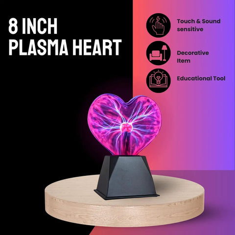 8 Inch Heart Shaped Touch And Sound Sensitive Plasma Lamp Globe For Home And Office Decor A Gift For Curious Minds Glows Purple
