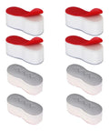 Eight Piece Toilet Seat Bumpers Kit With Self Adhesive Cushions red and gray ABS TPU pads