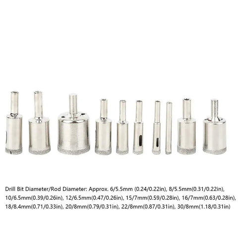 Top Pick 10 Piece Core Hole Saw Kit Featuring Durable Drill Bits Perfect For Tiles And Glass From 6 To 30mm Size With Smooth Plated Surface For Quick Precise Holes That Make Your Projects A Total Breeze Easy Setup And Reliable Performance Included. 10-piece glass tile core hole saw set, 6-30mm, plated metal bits