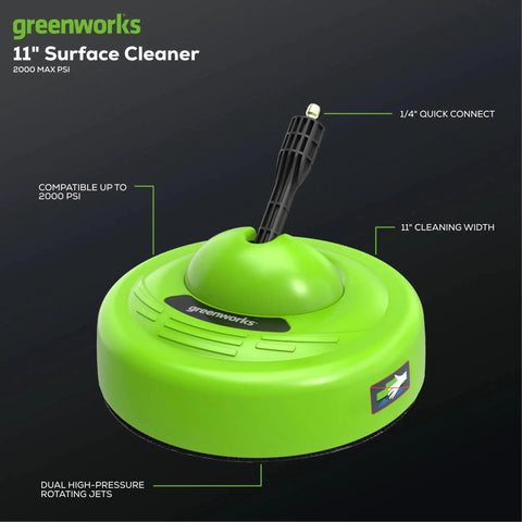 11 Inch Surface Cleaner for Pressure Washers Universal Attachment with 1/4 Inch Quick Connect includes 11 inch cleaning width