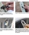 Allsun ultrasonic leak detector for HVAC and automotive; white handheld unit shown with four-step troubleshooting steps