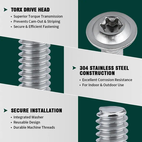 Badass M3 Flanged Button Head Machine Screws 25 Millimeter 304 Stainless Steel showing Torx drive head and secure thread design.