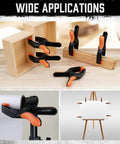 Six Pack Heavy Duty Spring Clamps, 7 Inch Plastic Clamps With 3.7 Inch Jaw Opening securing wood and paper in DIY setup