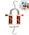 Hands-On Electromagnet Demonstrator Kit For High School Physics Lab, hoof-shaped electromagnet with coiled red wires and hooks