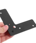 Heavy Duty Stainless Steel Corner Bracket Set, 4 Pack Flat Angle Braces, Thick Black Metal Brackets close-up view