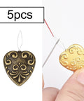 5pcs heart-shaped copper needle threaders, Five Piece Needle Threader Set For Sewing And Crafting, Handy Copper Threaders For Cross Stitch, Knitting, And Go-To DIY Projects, Compact Hand Tools, Easy Threading Aid For Quick Craft Fixes.
