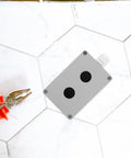 Metal Push Button Control Box With Emergency Stop Cover For Industrial Outdoor Use 2 Hole Cast Aluminum Switch Enclosure Rugged Weatherproof Design Easy Install Built To Last In Harsh Environments, gray 2-hole enclosure