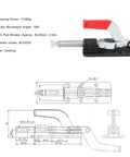 Push Pull Toggle Clamp For Heavy Duty Welding And Fabrication, 30607M Or 36330M, side view with specifications and technical drawing