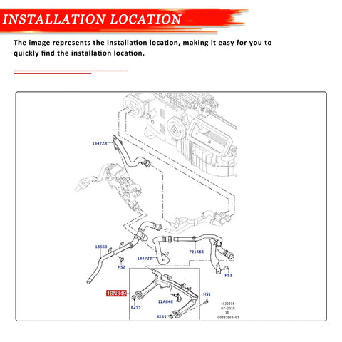 Installation location diagram for Upgraded Aluminum Coolant Water Pipe Kit For Jaguar F Type F Pace XE XF XJ Discovery Range Rover 2010 To 2021.