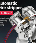 Heavy Duty Automatic Wire Stripper And Crimping Pliers close-up showing automatic wire stripping feature and gauge markings.