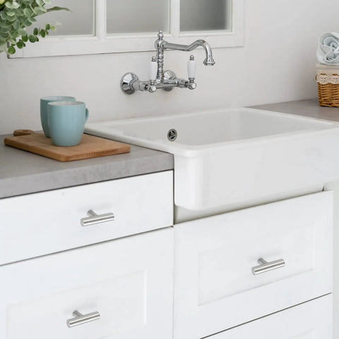 Stainless Steel Cabinet Knobs 30 Pack Brushed Nickel Hardware For Kitchen Cabinets And Dressers, 2 Inch Drawer Pulls, Single Hole, Flat Smooth Face, Built Tough Yet Sleek And Budget Friendly on white dresser drawers