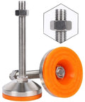 Heavy Duty Adjustable Leveler Feet 4 Pack Deliver Rock Solid Stability With Thick Carbon Steel Construction And 60Mm Base Diameter close-up showing details of screw and pad for stable use on uneven floors.