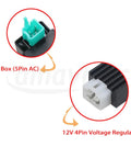 CDI Box 5Pin AC and 12V 4Pin Voltage Regulator from Universal All In One Electric Stator Coil CDI Wiring Harness And Spark Plug Kit For 49cc To 125cc ATVs Go Karts Dirt Bikes Pit Bikes Replacement Parts