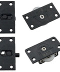 Two Sets Black Sliding Cabinet Hardware Components With Nylon Pulley Wheels For Wardrobe And Closet Sliding Doors