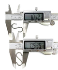 Measuring 1 Inch Stainless Steel S Hooks with calipers; suitable for various DIY uses like curtain hanging and jewelry.