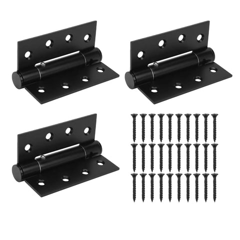 Heavy Duty 4 Inch Ball Bearing Door Hinges Built To Last Tough As Nails Stainless Steel Concealed Hinges With Square Corner 304 Matte Black Finish And Includes Screws For Exterior Use displayed with screws
