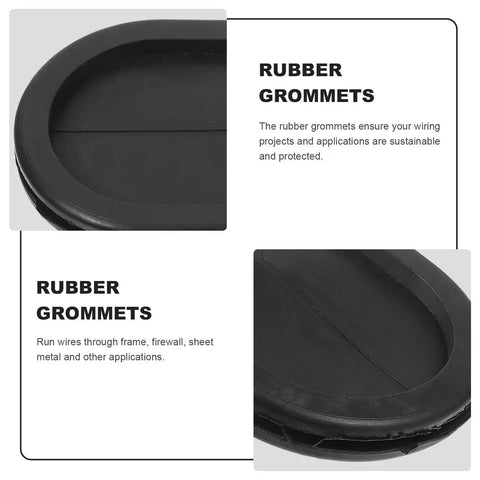 4 Pack Black Rubber Grommets Hole Plug Kit For Wire Protection And Dustproof Sealing Easily Cuttable Oval Wire Gasket For Through Frame Or Sheet Metal Weatherproof Cable Grommet Set, oval black rubber